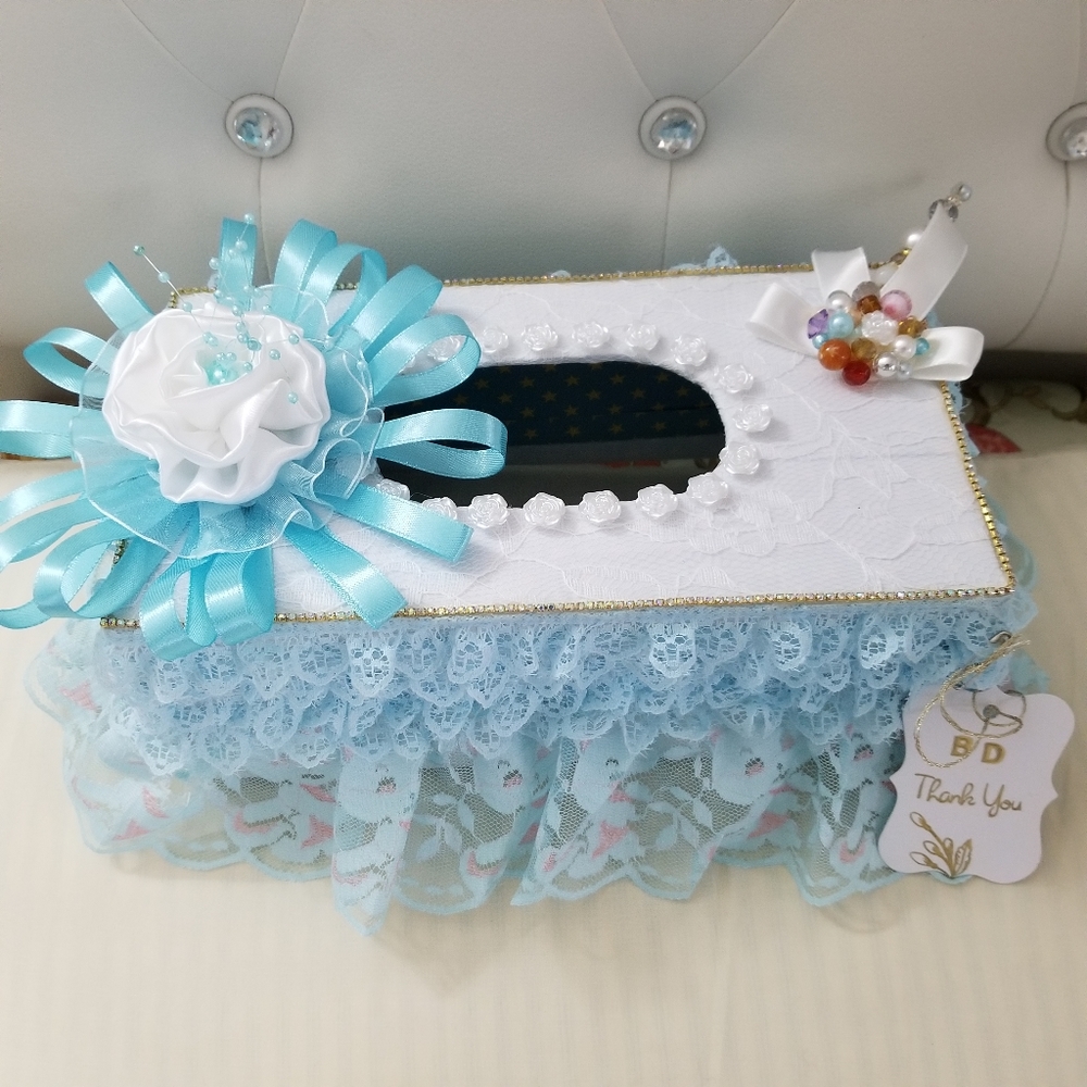 Shaby Chic style tissue box cover. Baby blue,New